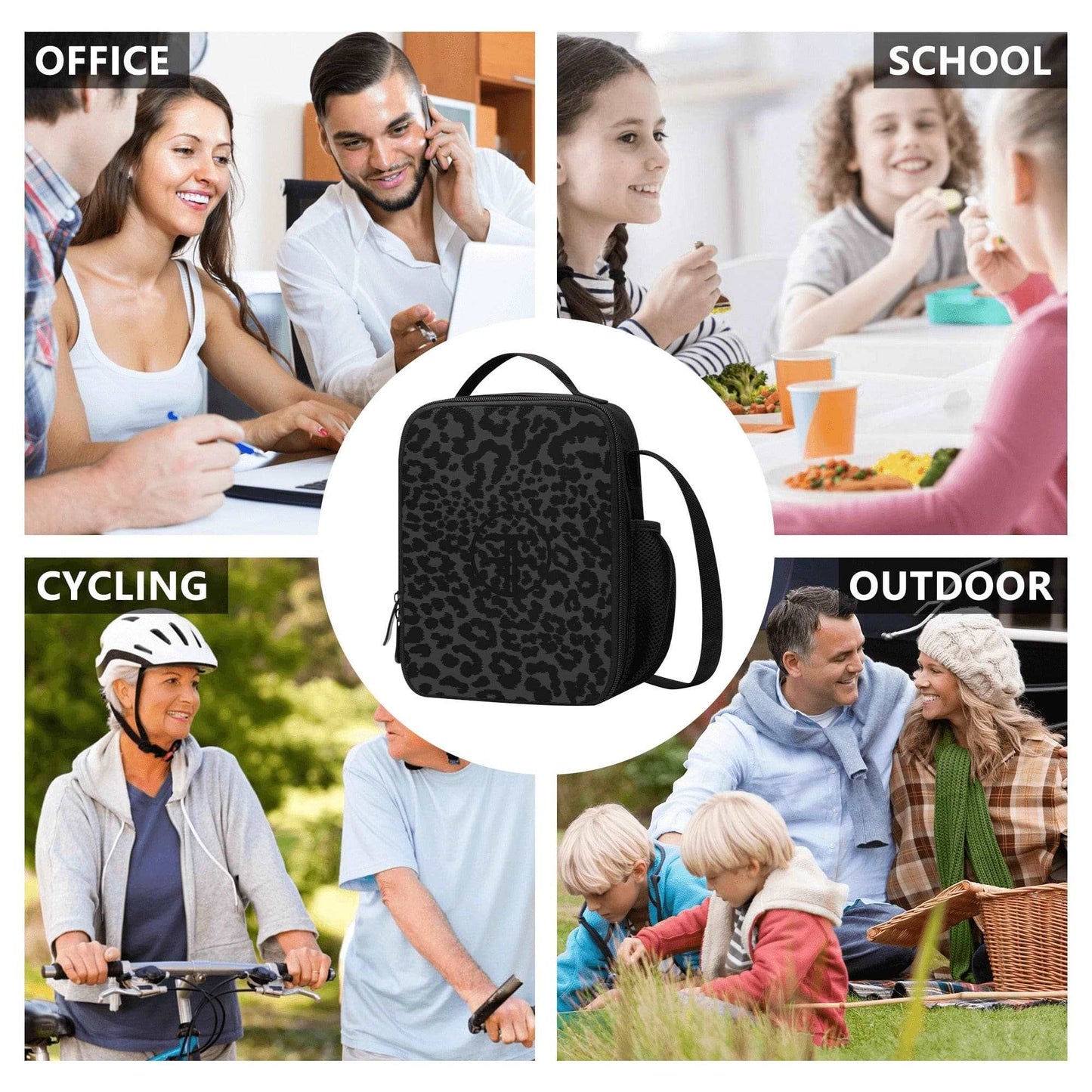 FITT FASHION Black Leopard / One Size BLACK LEOPARD LUNCH BAG