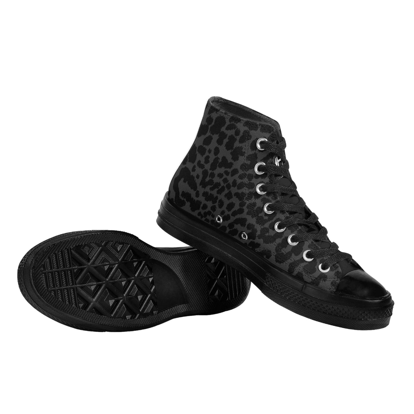 FITT FASHION HI-TOP CANVAS SNEAKERS BLACK LEOPARD