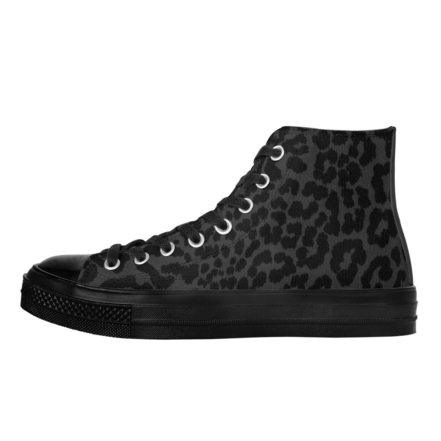 FITT FASHION HI-TOP CANVAS SNEAKERS BLACK LEOPARD
