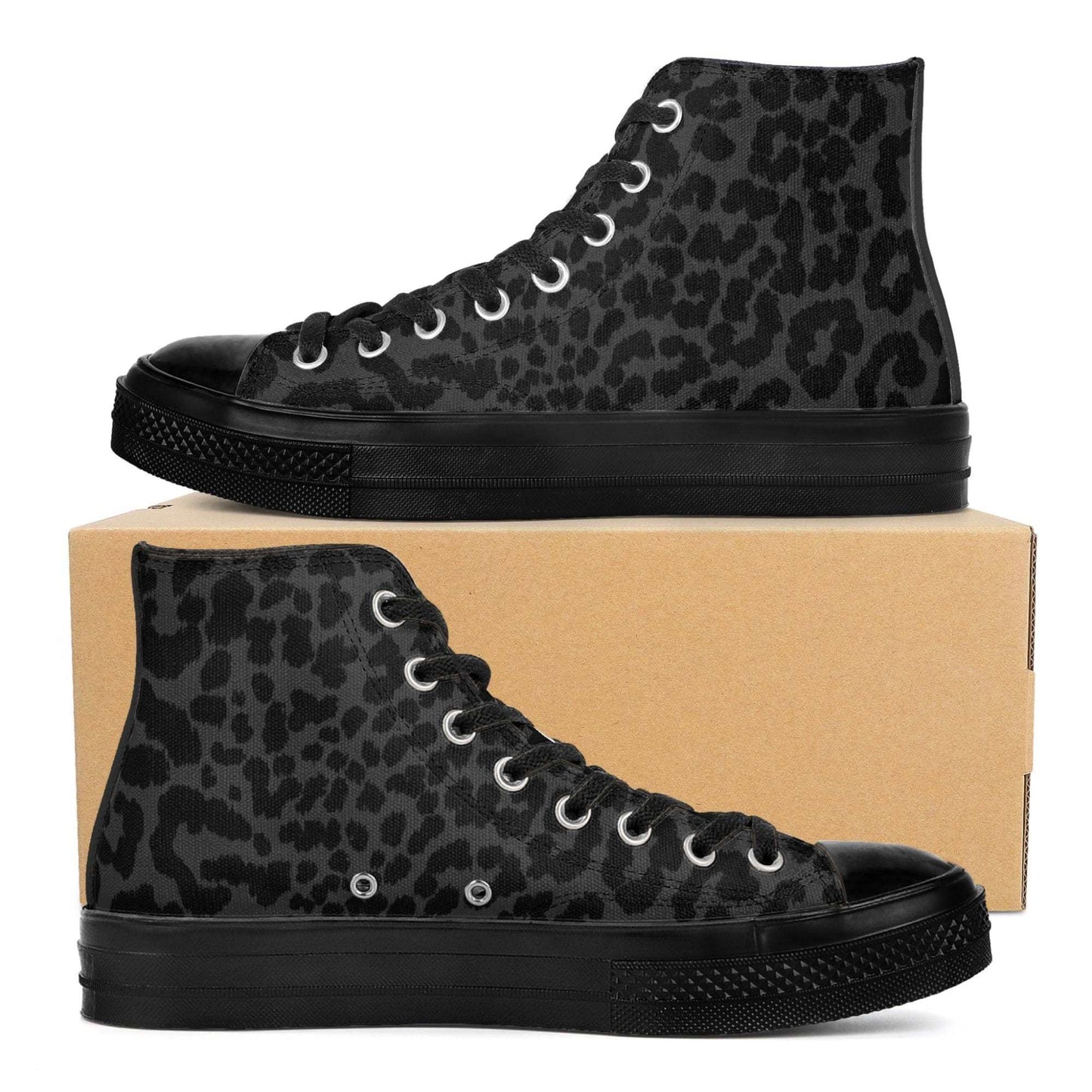 FITT FASHION HI-TOP CANVAS SNEAKERS BLACK LEOPARD