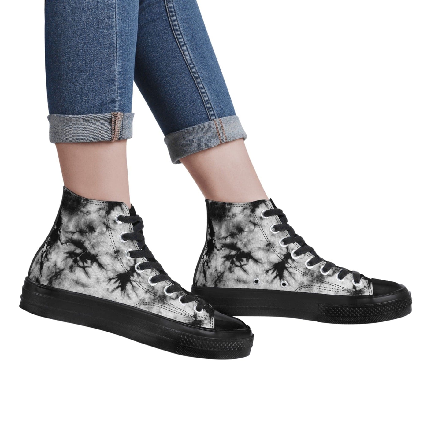 FITT FASHION HI-TOP CANVAS SNEAKERS MARBLE BLACK