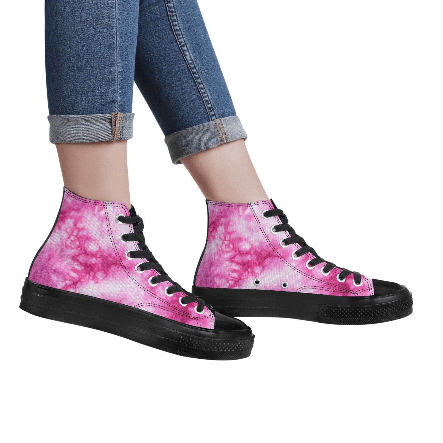 FITT FASHION HI-TOP CANVAS SNEAKERS MARBLE PINK