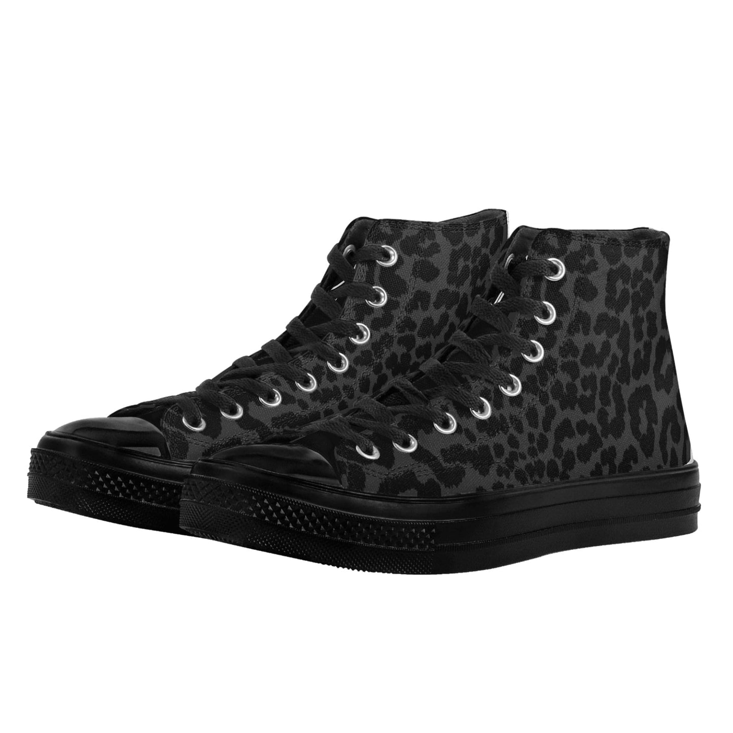 FITT FASHION US5.5 (EU36) HI-TOP CANVAS SNEAKERS BLACK LEOPARD