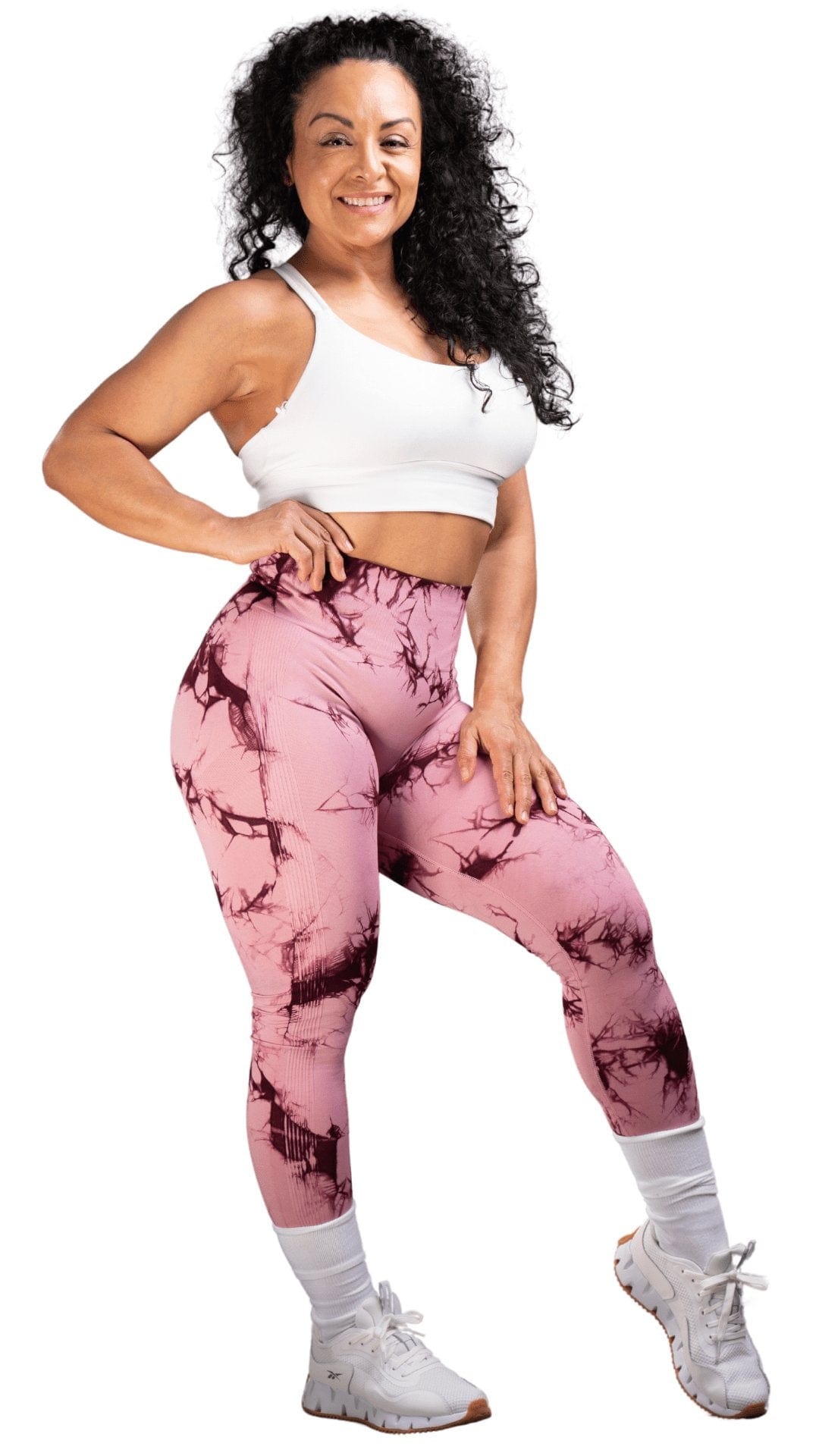 FITT FASHION WEAR LLC LEGGINGS Marbel Tie Dye Cranberry