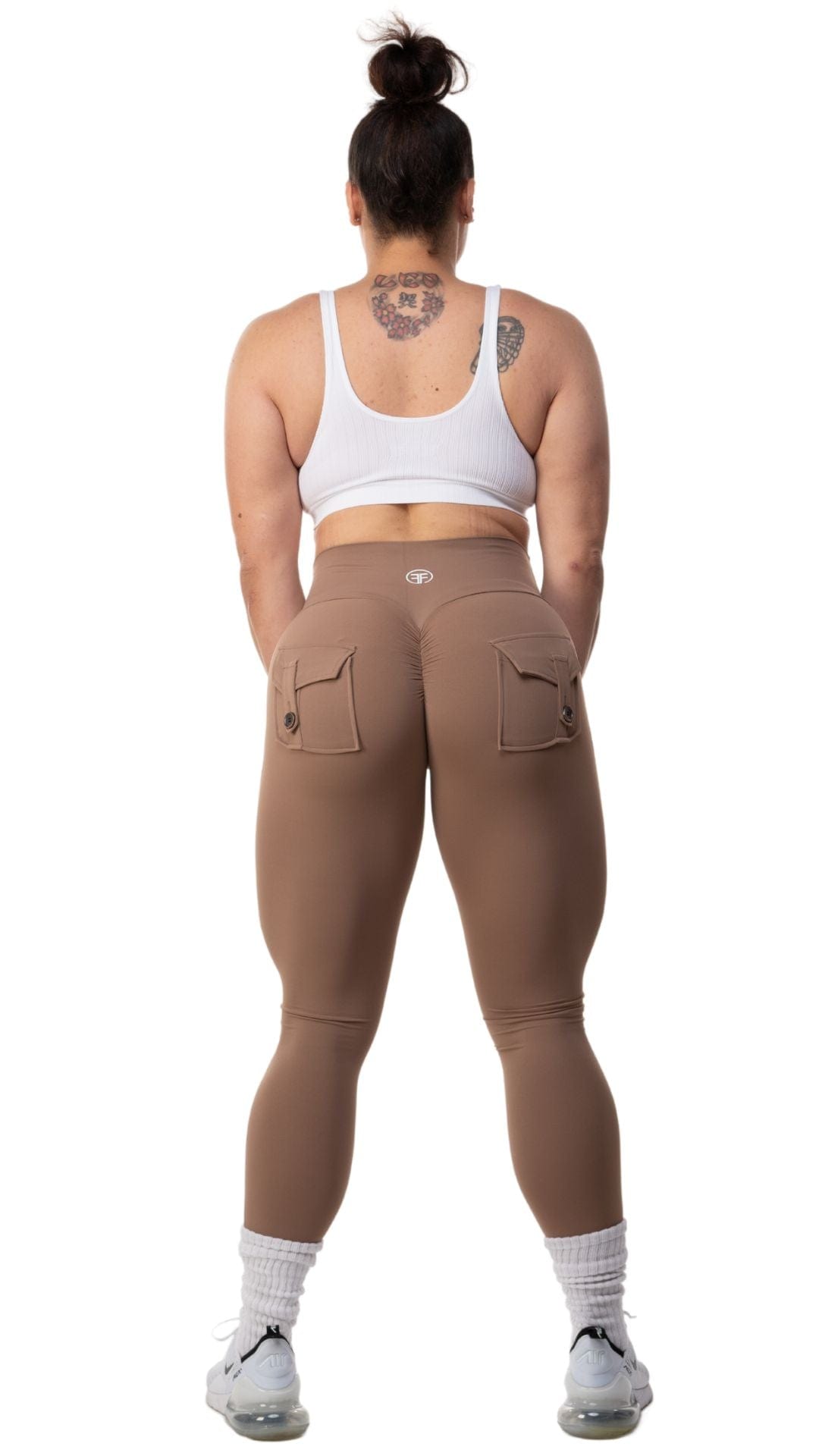 FITT FASHION WEAR LLC LEGGINGS Pocket Scrunch Shorts Beige