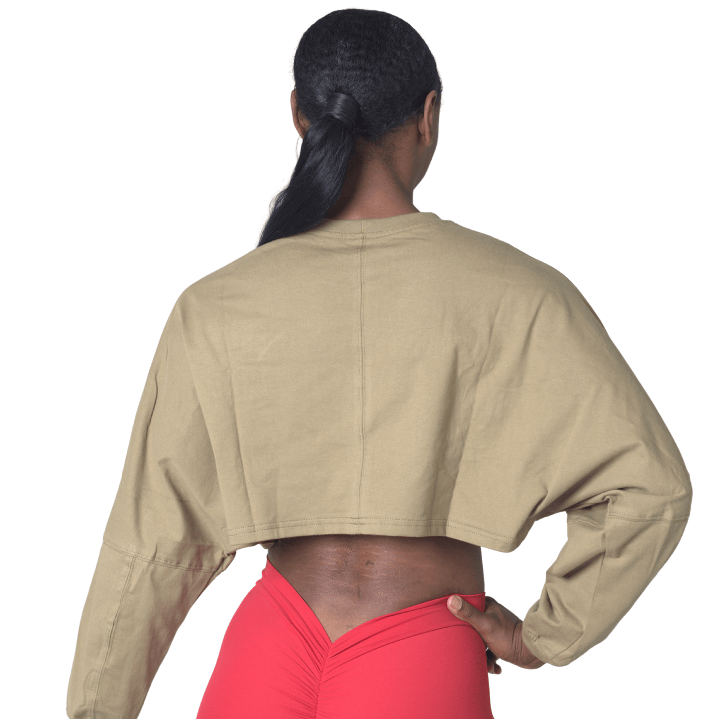 FITT FASHION WEAR LLC Sassy Oversize Crop Tops Army Green