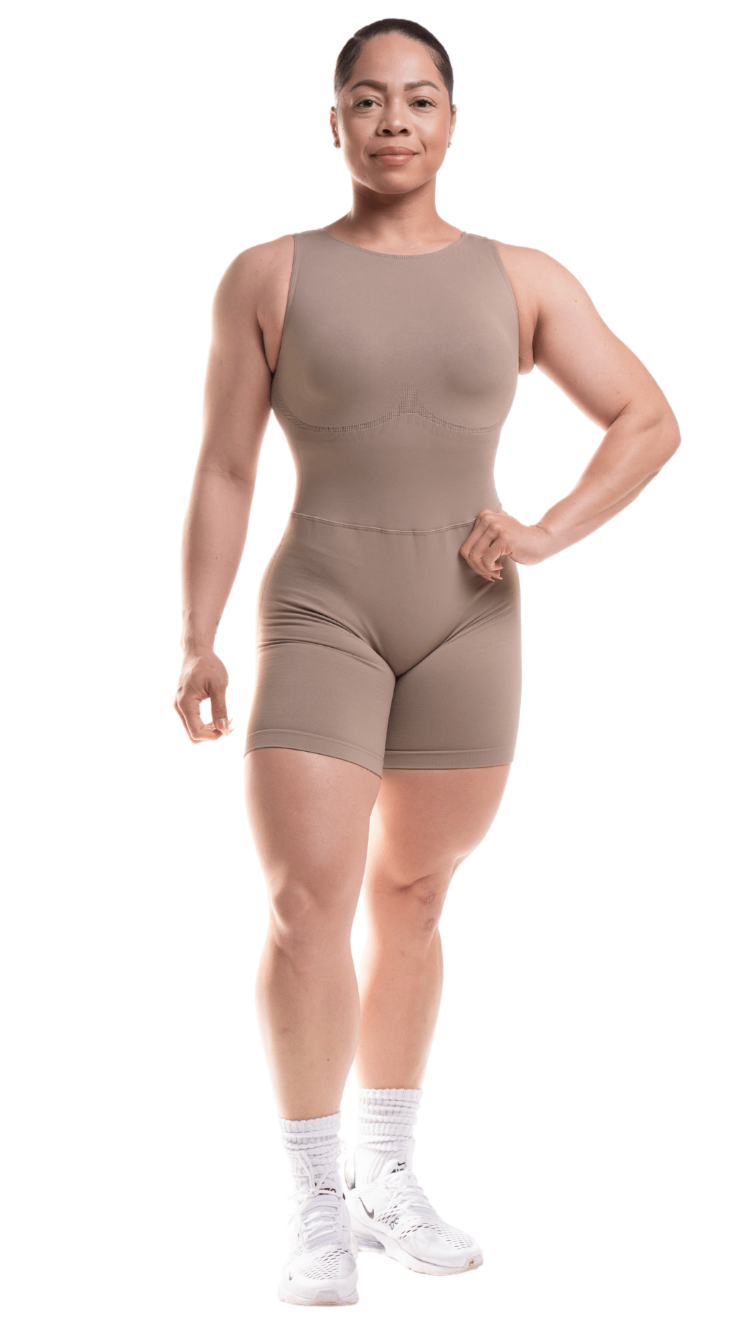 FITT FASHION WEAR LLC SETS Sensational Scrunch Bodysuit Short Beige