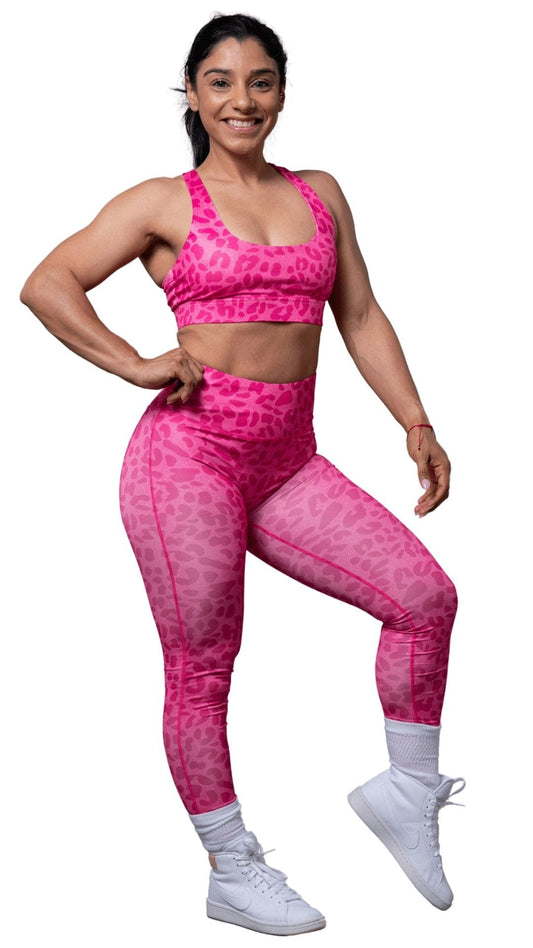FITT FASHION WEAR LLC SETS SMALL Bold Cheetah Pink Set