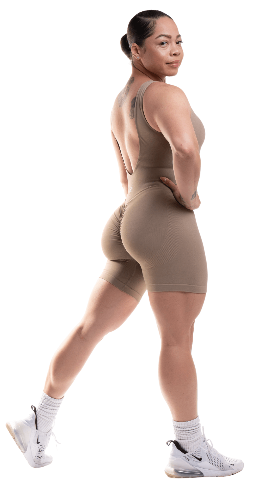 FITT FASHION WEAR LLC SETS Small Sensational Scrunch Bodysuit Short Beige