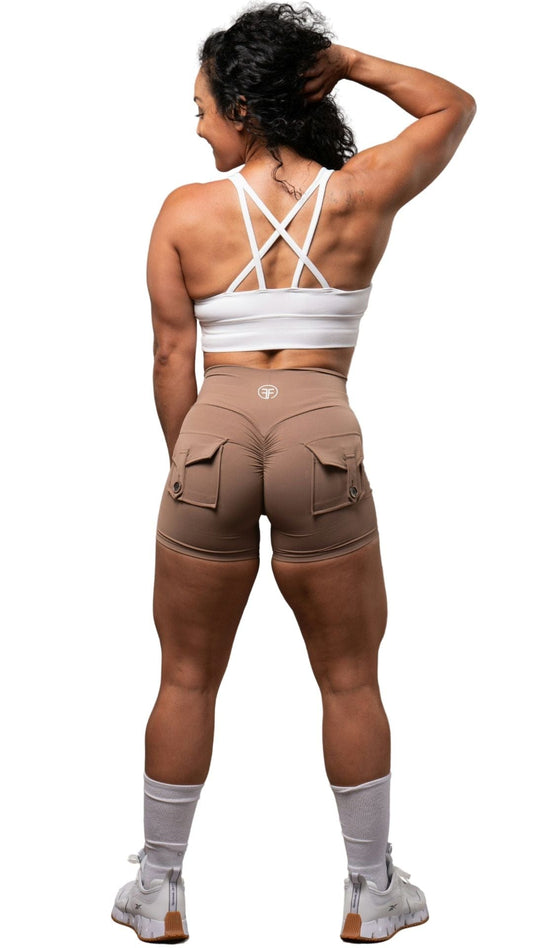 FITT FASHION WEAR LLC SHORTS Pocket Scrunch Shorts Tan