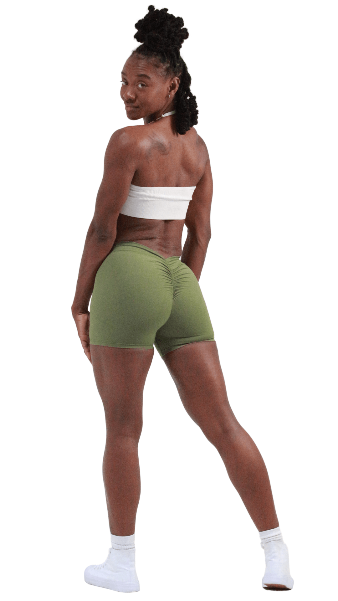 FITT FASHION WEAR LLC SHORTS SMALL Crucial Scrunch Shorts Mids Army green
