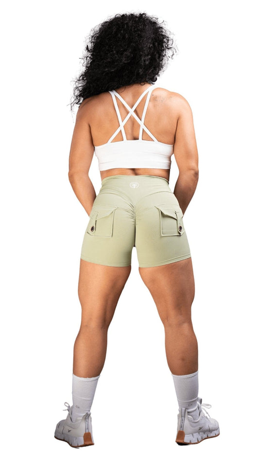 FITT FASHION WEAR LLC SHORTS SMALL Pocket Scrunch Shorts Army Green