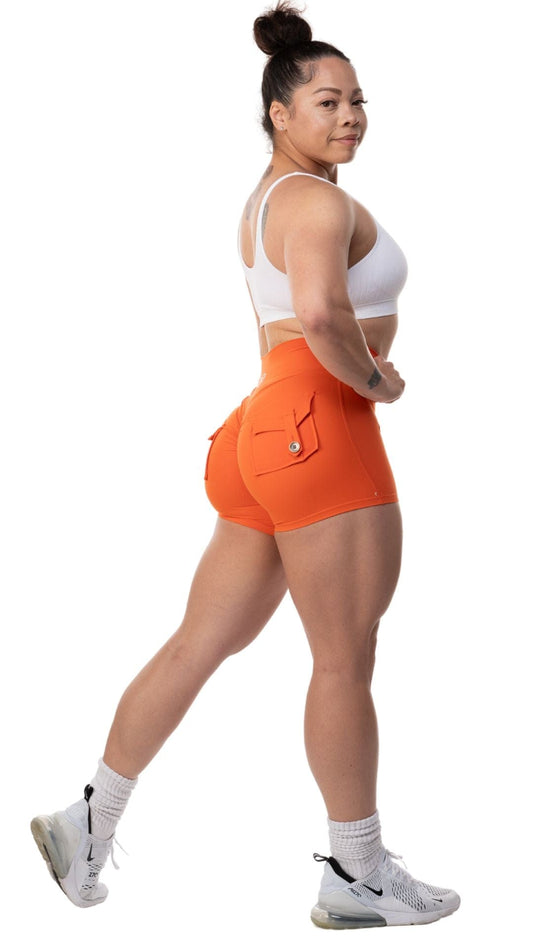 FITT FASHION WEAR LLC SHORTS SMALL Pocket Scrunch Shorts Orange