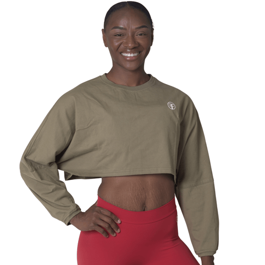 FITT FASHION WEAR LLC Small Sassy Oversize Crop Tops Army Green