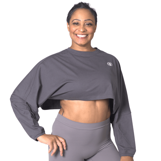 FITT FASHION WEAR LLC TOPS Sassy Oversize Crop Tops Dark Grey