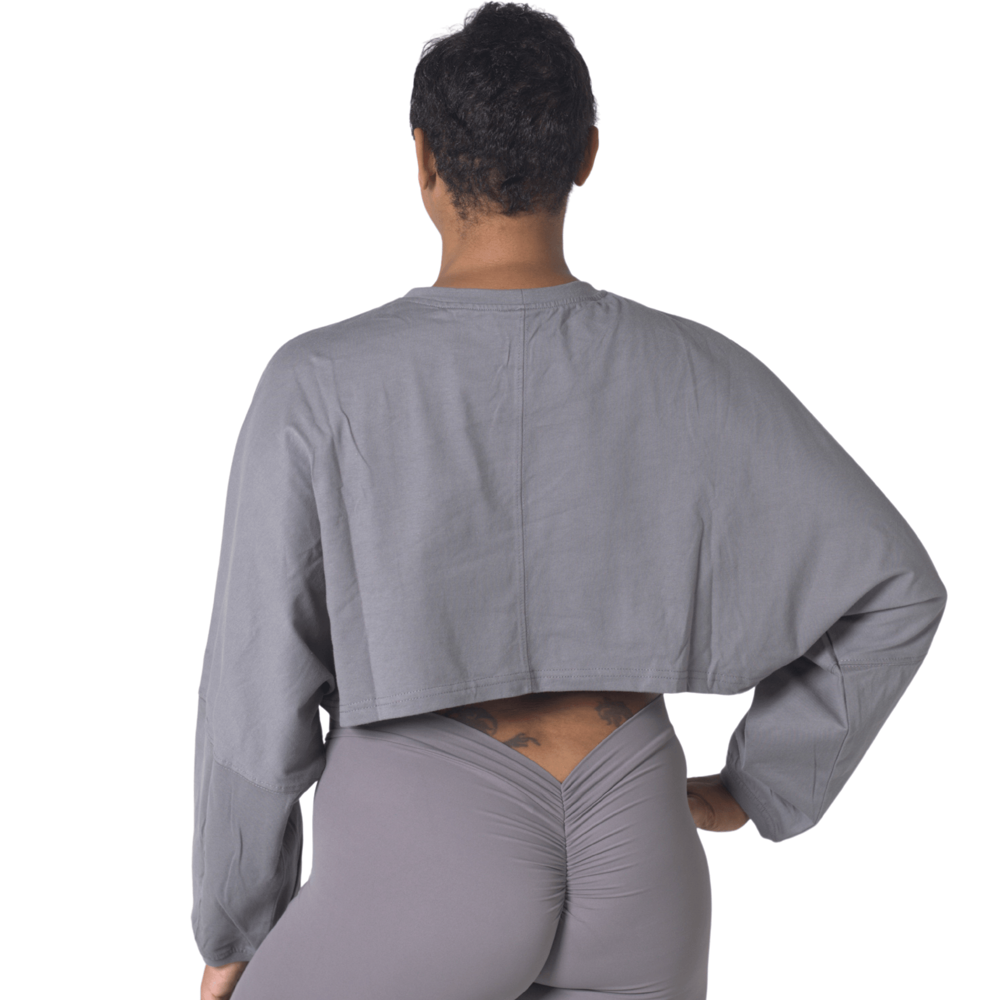 FITT FASHION WEAR LLC TOPS Sassy Oversize Crop Tops Light Grey