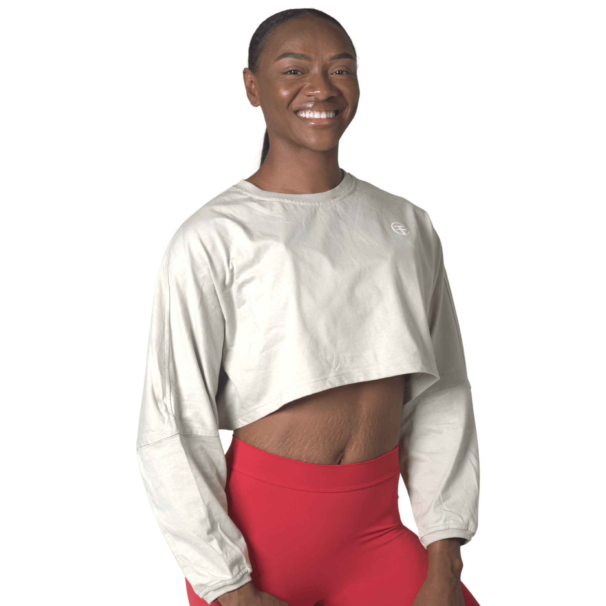 FITT FASHION WEAR LLC TOPS Small Sassy Oversize Crop Tops Beige