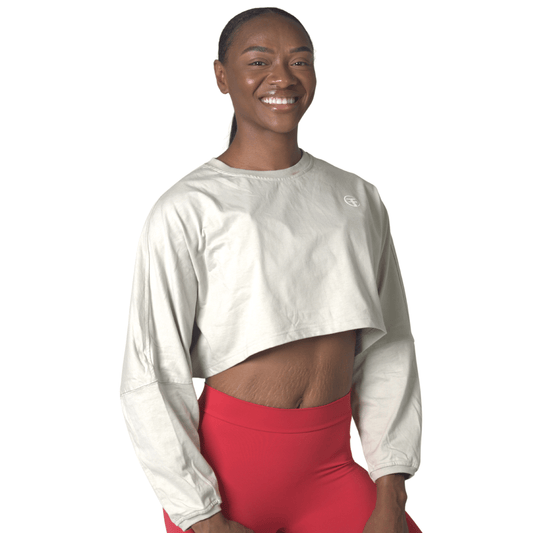 FITT FASHION WEAR LLC TOPS Small Sassy Oversize Crop Tops Beige