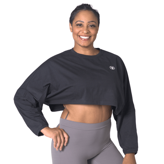 FITT FASHION WEAR LLC TOPS Small Sassy Oversize Crop Tops Black