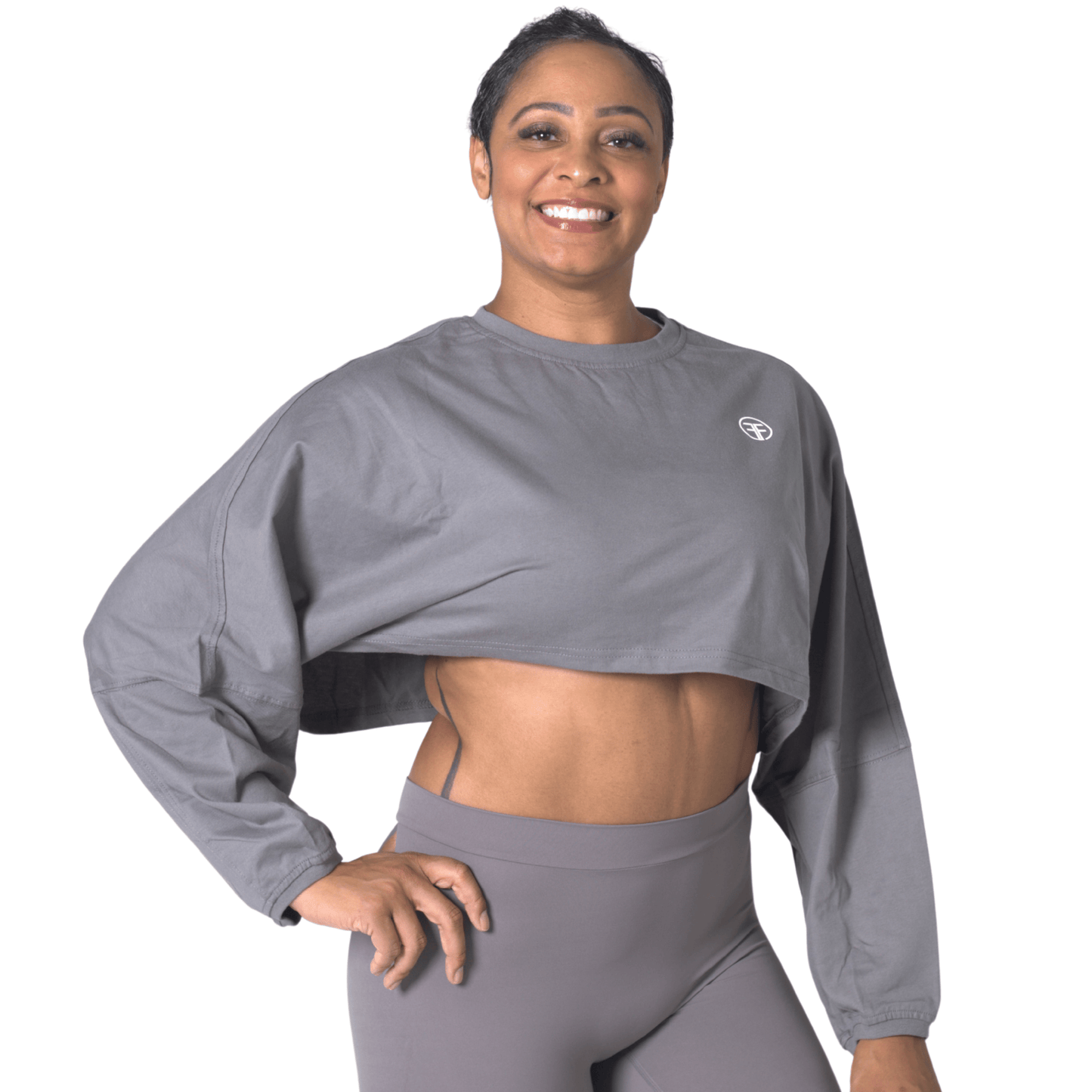 FITT FASHION WEAR LLC TOPS Small Sassy Oversize Crop Tops Light Grey