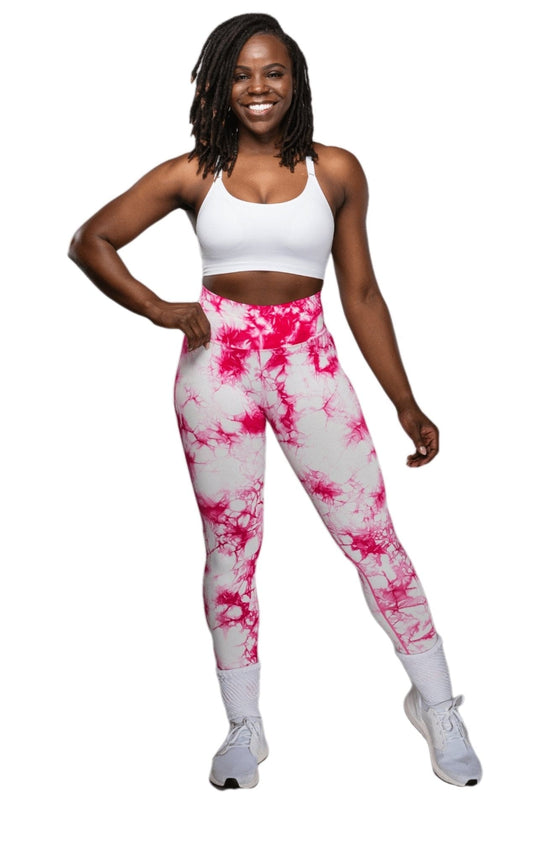 FITT FASHION WEAR LLC LEGGINGS Marbel Tie Dye  Pink