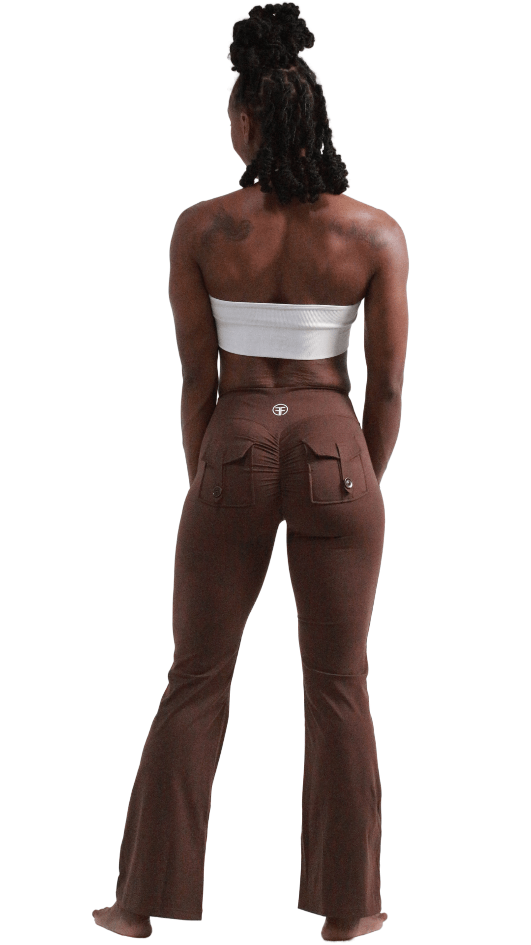 FITT FASHION WEAR LLC LEGGINGS Pocket Scrunch Flare Leggings Brown