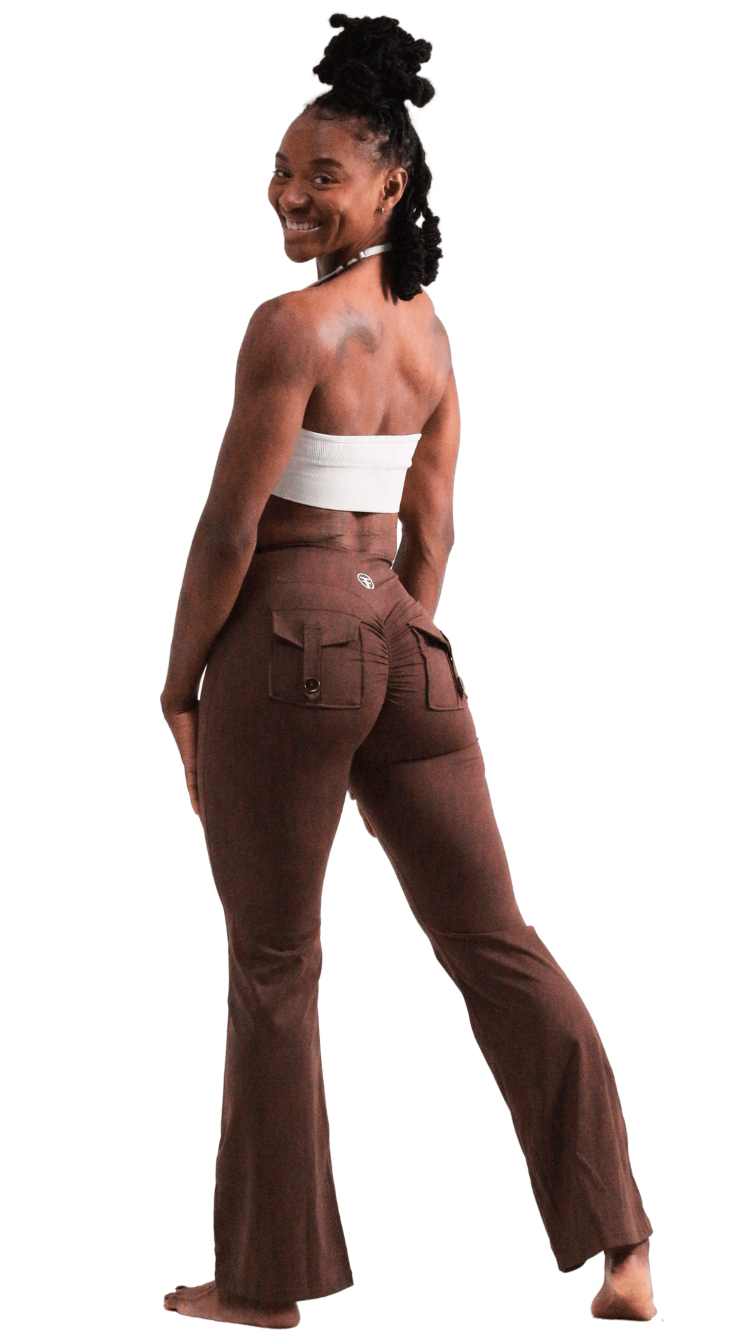 FITT FASHION WEAR LLC LEGGINGS Pocket Scrunch Flare Leggings Brown