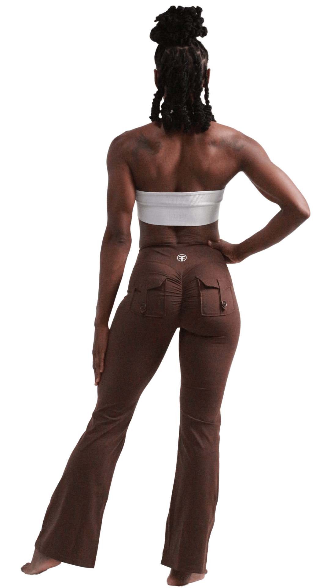 FITT FASHION WEAR LLC LEGGINGS Pocket Scrunch Flare Leggings Brown