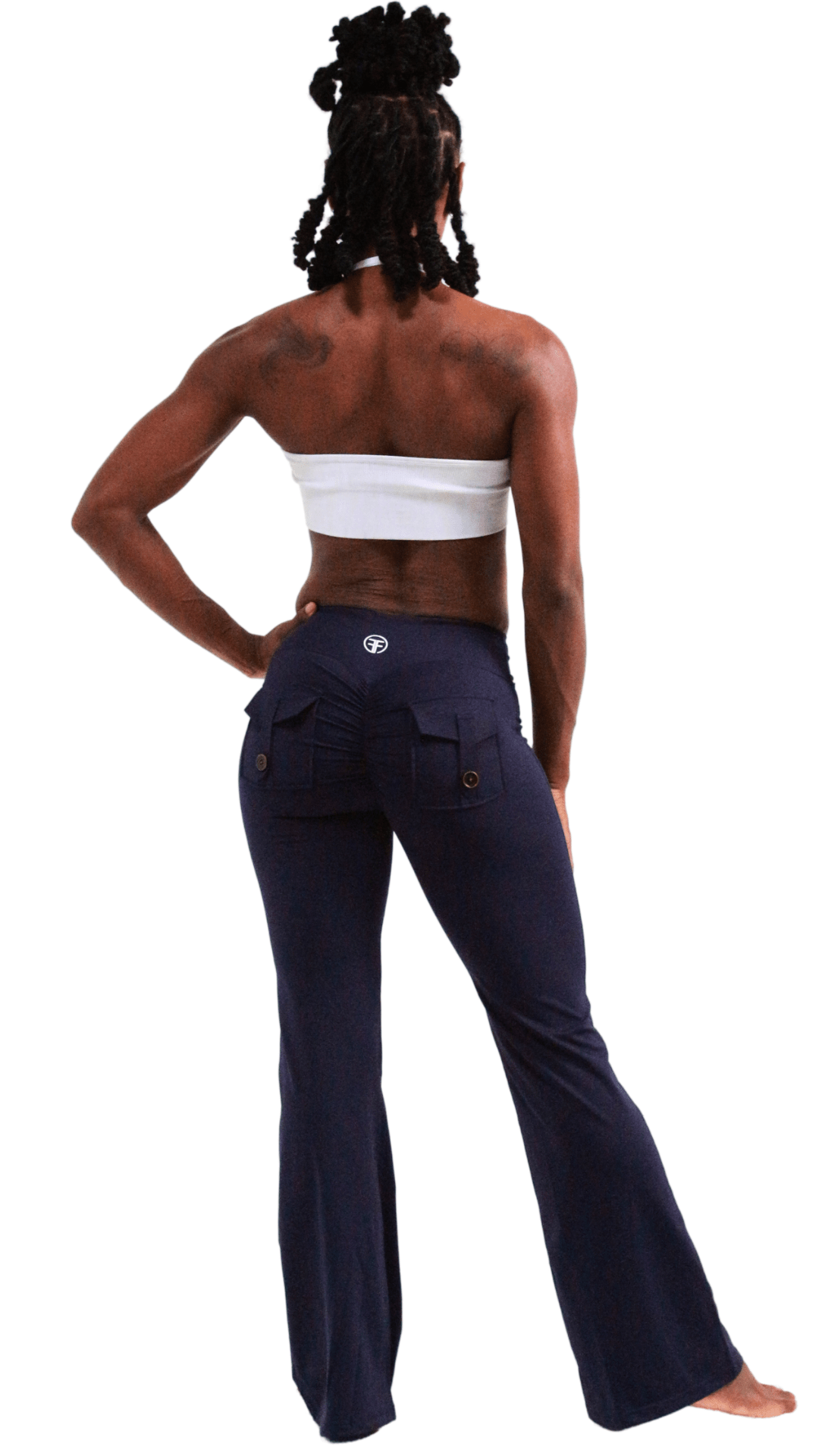 FITT FASHION WEAR LLC LEGGINGS Pocket Scrunch Flare Leggings Navy