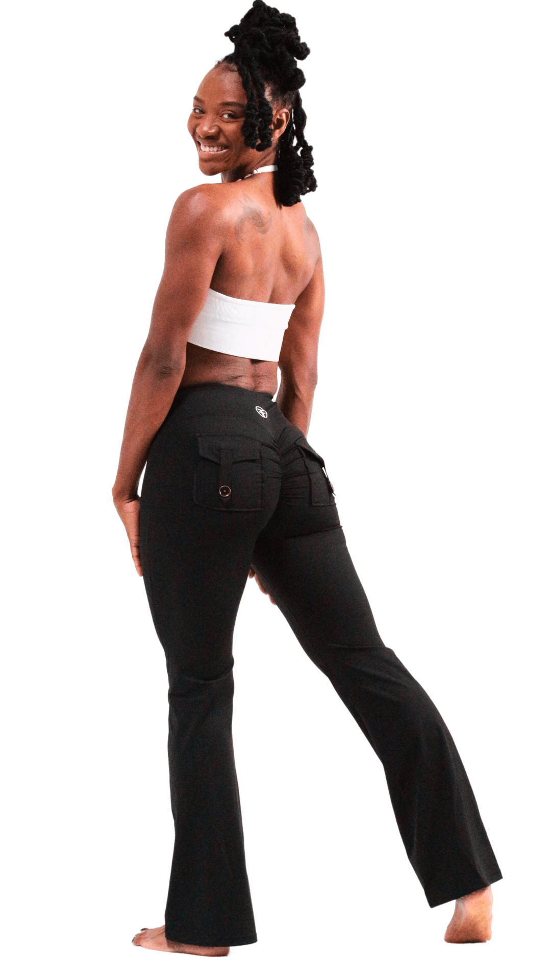 FITT FASHION WEAR LLC LEGGINGS SMALL Pocket Scrunch Flare Leggings Black