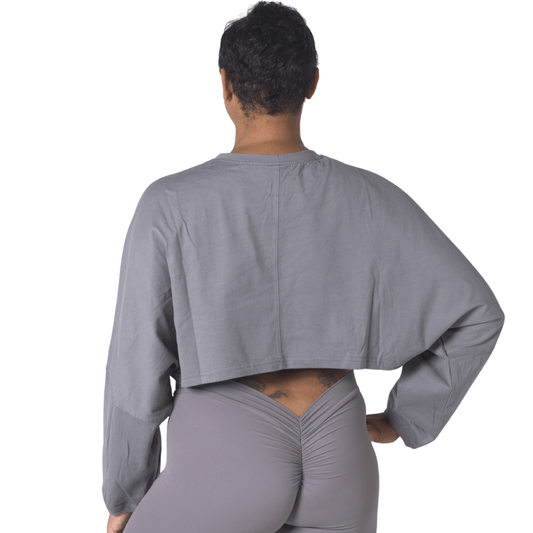 FITT FASHION WEAR LLC TOPS Sassy Oversize Crop Tops Light Grey